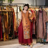 Live Room Link Индийская печать растения и красить длинное бархатное хлопок знаменитый семейный стиль легкий роскошный роскошные дамы.