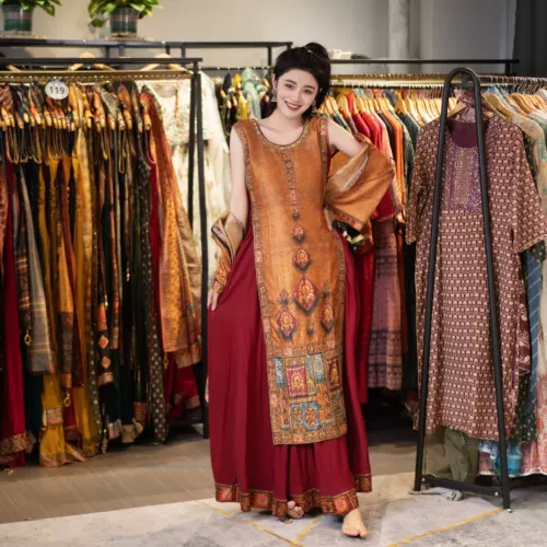 Live Room Link Индийская печать растения и красить длинное бархатное хлопок знаменитый семейный стиль легкий роскошный роскошные дамы.