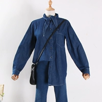 J 15 thời trang 2018 phiên bản Hàn Quốc của áo khoác denim mới rộng rãi ngọt ngào giảm béo áo sơ mi dài tay hoang dã kiểu áo sơ mi nữ