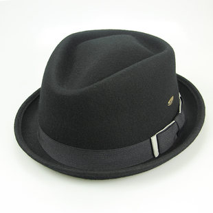 新しい英国のシルクハット、ジャズハット、メンズハット、冬のソリッドカラーのピュアウールの紳士帽子、トレンディな帽子