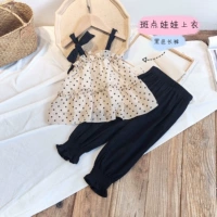 Летний модный комплект, шифоновая кукла, штаны, популярно в интернете, 2 шт, в корейском стиле, в западном стиле, в цветочек, эффект подтяжки