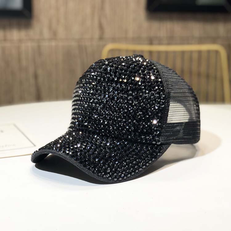 NET Hat & BlackHat female rhinestone personality peaked cap Spring and autumn days fashion Baseball cap Korean version Versatile tide summer manual Inlaid diamond Internet celebrity