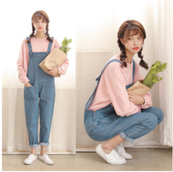 Jeans nữ đầu mùa thu 2018 new bib loose Hàn Quốc phiên bản của mỏng sinh viên giản dị hoang dã dụng cụ jumpsuit