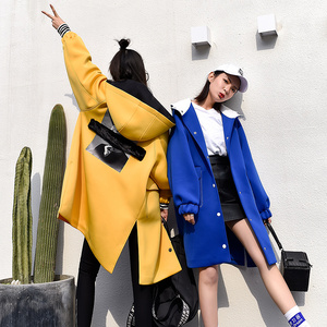 S nhà gốc của phụ nữ mùa thu 2018 mới Châu Âu và Mỹ phần dài loose trùm đầu áo gió thể thao BF gió áo khoác nữ