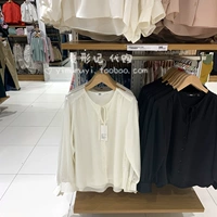 Рубашка для женского атласного узла Uniqlo (рубашка с длинной рубашкой 2024 весна новая модель) 467174