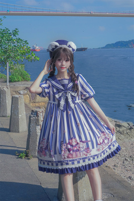 taobao agent Genuine navy cute dress, Lolita style, loose fit, Lolita OP