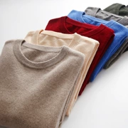 Áo len cashmere nam cổ tròn áo thun rắn màu size lớn áo len đáy cổ áo len dày V