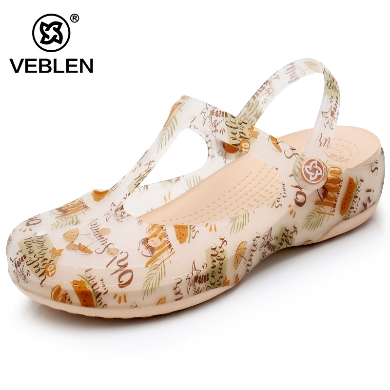 đáy dép thạch Veblen Crocs dép nữ mùa hè sinh viên Hàn Quốc nặng có đáy giày chống trượt mềm dép Waichuan 