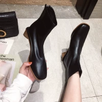 Martens, демисезонные короткие сапоги с квадратным носком в английском стиле, модель весна/осень 2019 года, средний каблук, широкий устойчивый каблук, в британском стиле