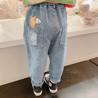 Весенние джинсы подходит для мужчин и женщин, детские штаны для отдыха, в корейском стиле, коллекция 2021