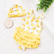 Cô gái bé dễ thương áo tắm bơi nắp con con mùa hè nhỏ màu vàng vịt bé một mảnh váy ngọt ngào bộ bikini