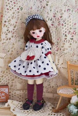 taobao agent Milk Candy and doll clothing new BJD6 small cloth Blythe wave dot red balp skirt skirt skirt free shipping