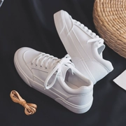Giày trắng nữ cơ bản hoang dã xuân 2018 nữ mới giày vải sinh viên Phiên bản Hàn Quốc của giày chic giày đế bằng trắng