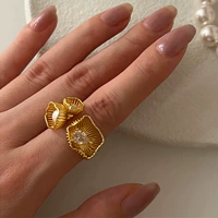 Трехмерное блестящее кольцо, цирконий, в цветочек, микроинкрустация, легкий роскошный стиль, серебро 925 пробы, на указательный палец