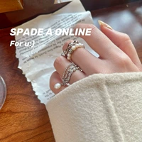 Ретро модное кольцо из жемчуга, элегантная подвеска с кисточками, в корейском стиле, серебро 925 пробы, на указательный палец