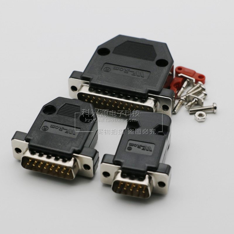 Vỏ nhựa đen W-ROM Noguchi Vỏ DB9 DB15 Vỏ DB25 D-SUB kết nối với cổng COM