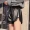 Quần short da mùa thu đông mới eo cao nữ phiên bản Hàn Quốc mỏng mỏng cỡ lớn quần ống rộng Quần da PU mặc quần ống rộng giản dị