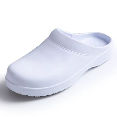 Giày đầu bếp mùa hè chống trơn trượt không thấm nước giày làm việc chống thấm dầu Baotou dép đi trong nhà phục vụ giày trắng giày phẫu thuật 