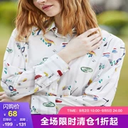 Áo phông nữ mùa xuân in hoa nữ Yu Yuer 2019 - Áo sơ mi dài tay