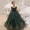 Cô gái công chúa ăn mặc mô hình T sân khấu thời trang catwalk trang phục trẻ em chủ nhà hát piano hát váy xanh - Váy trẻ em