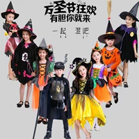 Halloween Trẻ em Quần áo Cô gái Phù thủy Áo choàng Áo choàng Bí ngô Biểu diễn Trang phục Cô gái Mẫu giáo Khiêu vũ áo khoác trẻ em 10 tuổi
