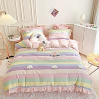 Хлопковый комплект для принцессы, одеяло, брендовый пододеяльник, милая юбка, постельные принадлежности, 4 предмета, в цветочек