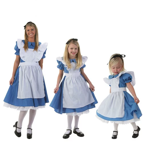 Хэллоуин Кос -деть -Дети, дети, взрослая женщина, синяя хлопковое хлопок айси