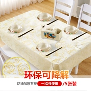 Khăn trải bàn dùng một lần khăn trải bàn hình chữ nhật tròn bàn dày in nhà chống thấm vải bàn đám cưới bảo vệ môi trường - Các món ăn dùng một lần