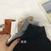 Áo len cổ lọ mới 2018 cho nữ dài tay mùa thu và phiên bản Hàn Quốc của chiếc áo sơ mi nữ màu trơn dáng lửng