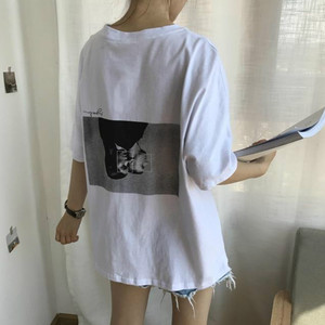 2018 mùa hè mới chic Hàn Quốc phiên bản của các hoang dã lỏng retro nhân vật in trắng ngắn tay T-Shirt áo sơ mi nữ triều áo phông nữ rộng