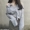 2018 mùa xuân mới Hàn Quốc phiên bản của phong cách sang trọng tính khí màu xám thời trang sling quây mỏng dài tay áo sơ mi thủy triều váy áo sơ mi