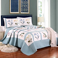Chăn bông Mỹ giặt chăn bông một mảnh trải giường phiên bản Hàn Quốc ba bộ bông dày châu Âu gấp đôi mùa đông drap giường mát lạnh