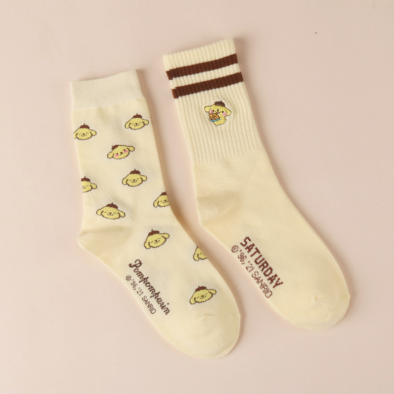 2 Pairs Of Pudding DogsMINISO MINISO sanrio  week Stockings 2 Double pack Cartoon lovely Socks ventilation Cinnamoroll  JK socks