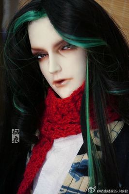 taobao agent [Qiye Building] BJD ancient style wigs- [Moyue]-Black and Green Color-1/3 Uncle Show