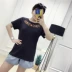 B-G213 Hoa Thêu T-Shirt Mùa Hè của Phụ Nữ Vòng Cổ Áo Thun Ngắn Tay Áo Top áo phông trắng Áo phông