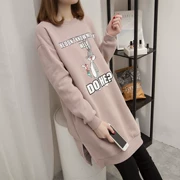 Áo bà bầu mùa thu / mùa đông Áo sơ mi đáy dài thỏ Bunny dây đeo lỏng lẻo Plus áo len cashmere mùa xuân