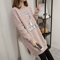 Áo bà bầu mùa thu / mùa đông Áo sơ mi đáy dài thỏ Bunny dây đeo lỏng lẻo Plus áo len cashmere mùa xuân đầm bầu công sở dáng dài