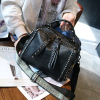 Pillow bag women's 2026 new Korean style trendy cowhide rivet handbag casual soft leather wide shoulder crossbody bag