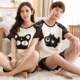 Cotton mùa hè Nam Cực kích thước lớn phim hoạt hình vài bộ đồ ngủ nam và nữ tay ngắn cotton mỏng phần nhà dịch vụ phù hợp với phiên bản Hàn Quốc - Bộ Pajama