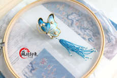 Вышивка Сучжоу 纯手工苏绣蝴蝶胸针发簪 胸花汉服配饰 中国风饰品