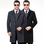 Của nam giới cashmere coat mùa thu và mùa đông phù hợp với cổ áo len coat phần dài nam áo khoác cha trung niên áo gió nam