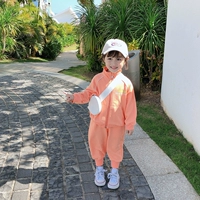 Хлопковый детский спортивный костюм, осенний цветной топ, комплект, в западном стиле, популярно в интернете