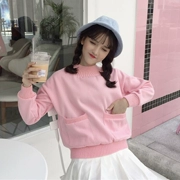 2018 mới mùa thu và mùa đông nhỏ phiên bản Hàn Quốc mới của túi đôi Nhật Bản cộng với áo hoodie nhung dày áo len nữ sinh thủy triều