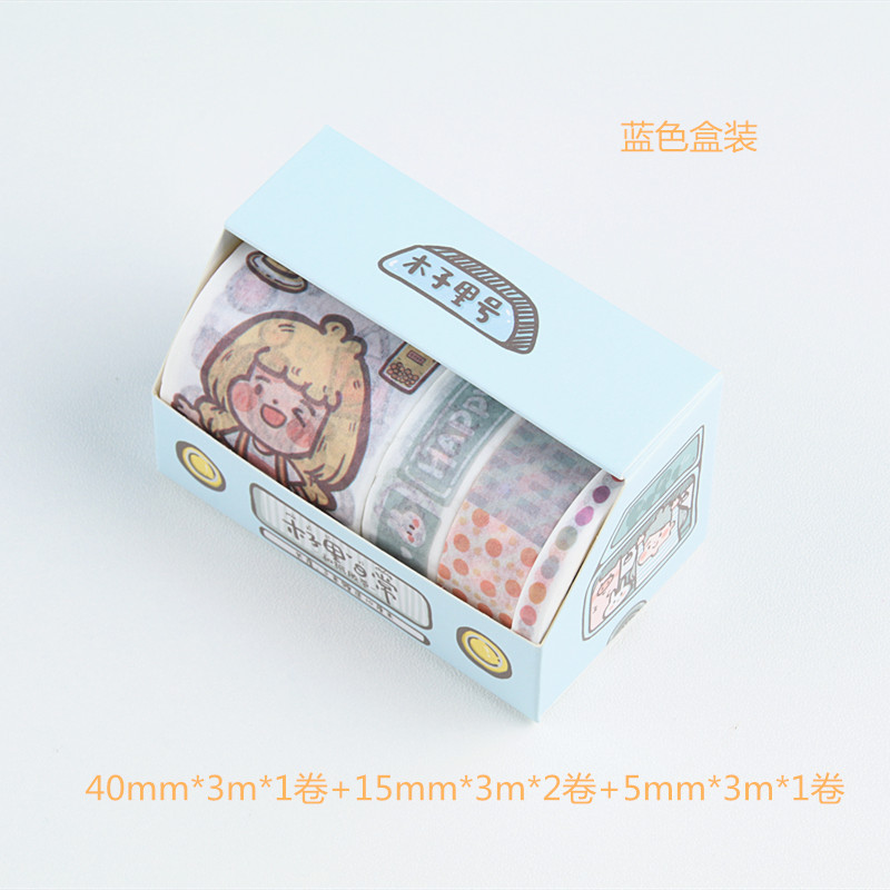 Blue Boxbox-packed Hand account Paper and tape Gift set  Ins wind Cartoon Pink girl Stickers Hand account source material Decorative painting