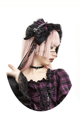 taobao agent Spot Lolita Demon Heart BNT small objects black chiffon purple polyester cotton model