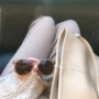 Ulzzang thời trang Hàn Quốc khung tròn frosted brown sunglasses new cao cấp kết cấu sunglasses nữ kính mát retro kính râm nữ chính hãng