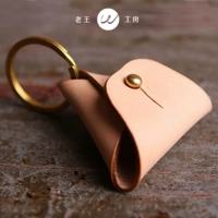Lao Wang Gong Phường handmade da khóa Baotou lớp da tam giác đổi xu túi khóa túi khóa túi đựng chìa khóa xe