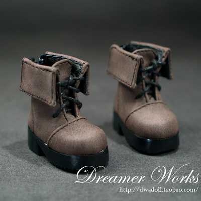 taobao agent 3 points and 4 points YOSD/BJD doll shoes/baby shoes turn strap strap boots brown 1/6