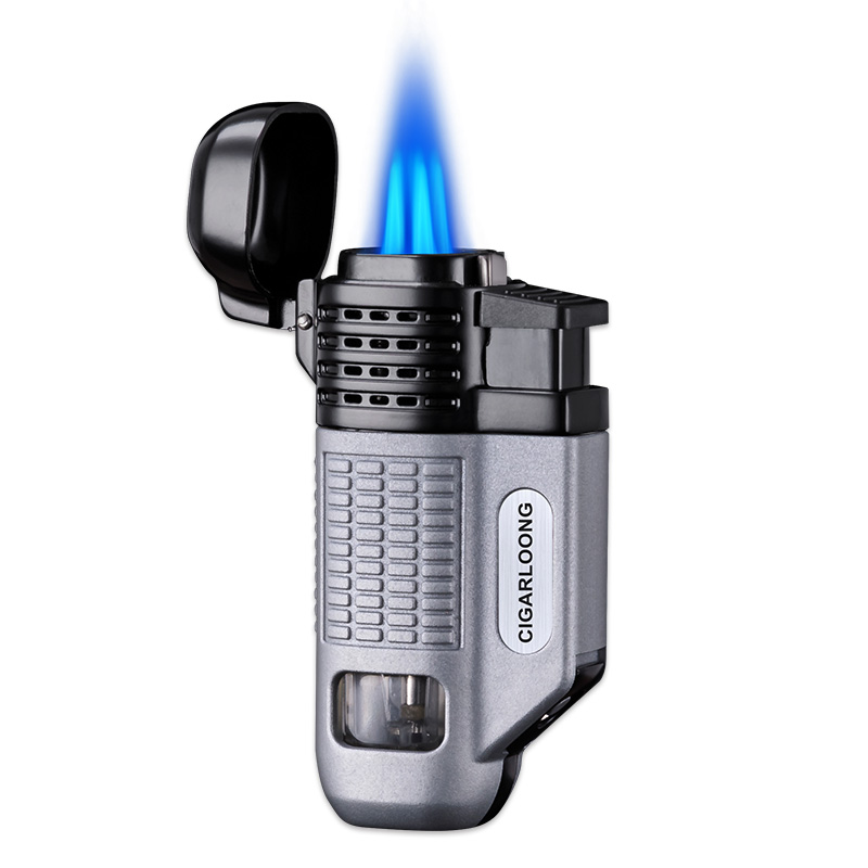 Frosted SilverCIGARLOONG  Cigar lighter Windbreak Straight travel portable Four colors Optional Cigar The cigarette lighter