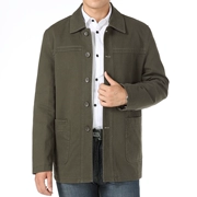 Cotton rửa cát nam trung niên của nam giới bông áo giản dị kích thước lớn áo khoác trung niên ve áo mùa xuân áo khoác